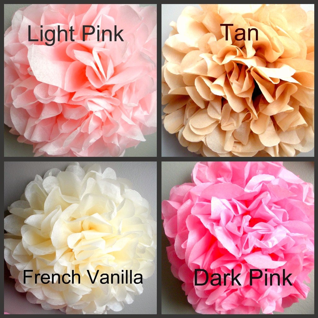 5 Tissue Paper Pom Pom Wall Flowers...choose your colors...nursery wall decor