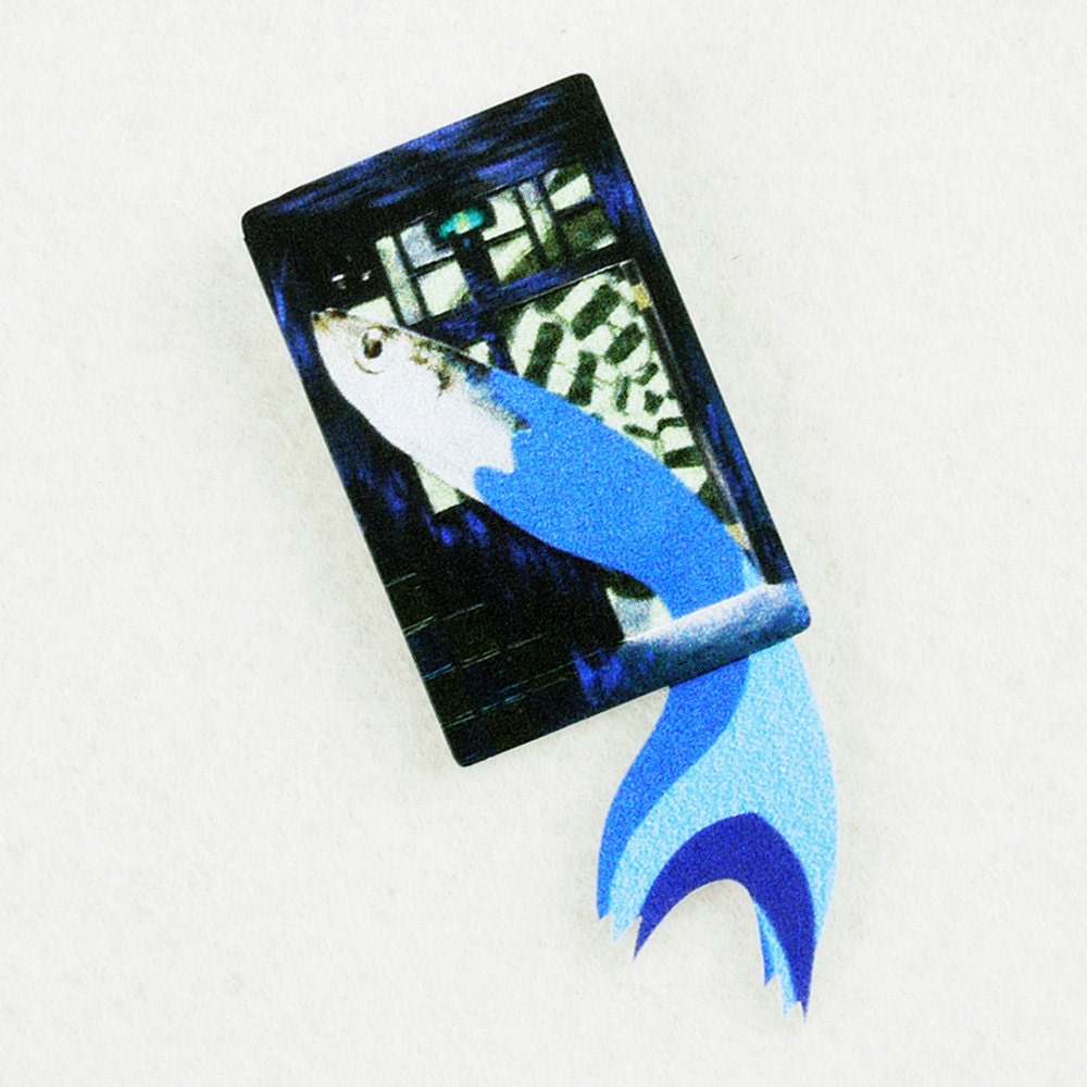 Exit acrylic brooch - unique jewelry