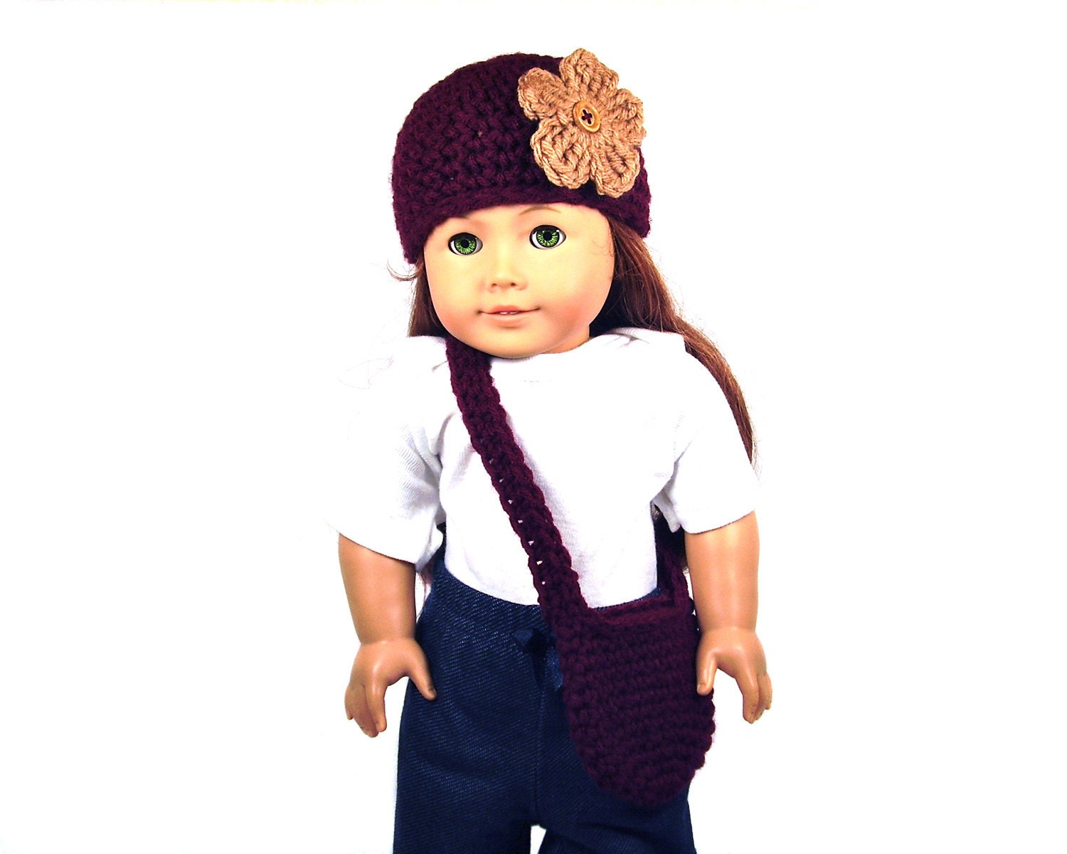 55% off AMERICAN GIRL hat / purse set with two flowers FREE Shipping