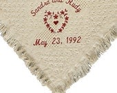 Personalized Wedding Cotton Throw Blanket Embroidered