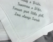 Mens Personalized Wedding Bridal Handkerchief from the Bride to her Father HM403
