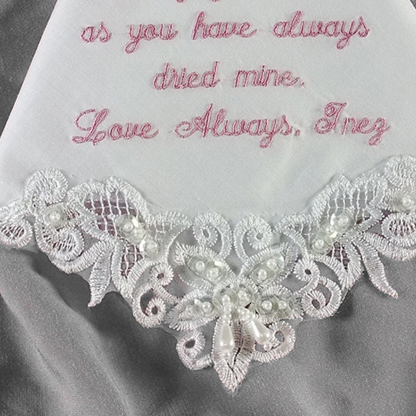 Mother of the Bride Wedding Handkerchief Embroidered Personalized 9201C
