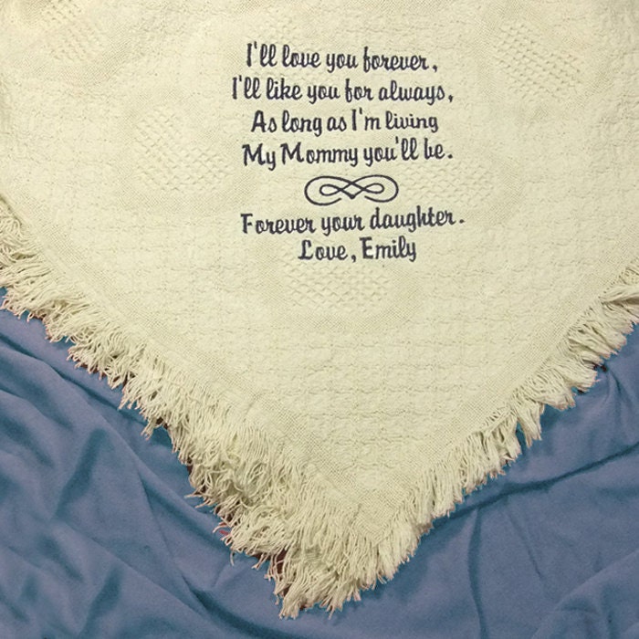 Personalized Eco-Friendly Mother's Day Gift for your Mom Natural Cotton Throw