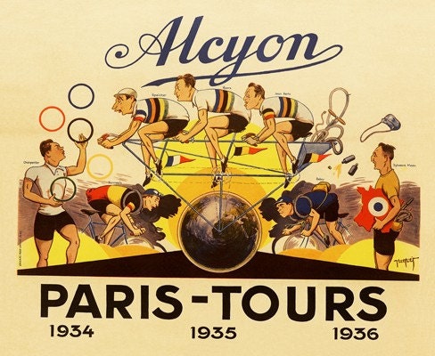 Alcyon Paris-Tours Bicycle Poster 11x17"