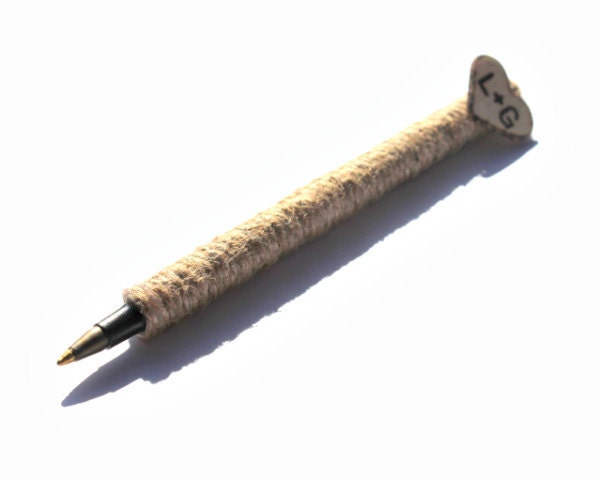 Personalized Guest Book Pen - Ballpoint Pen, twine, custom engraving