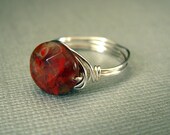 Wire Wrapped Ring Red Jasper Silver Nickel Free Wire Wrapped Jewelry Boho Wire Ring