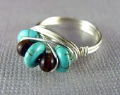 Turquoise Ring Silver Wire Wrapped Custom Ring Nickel Free Wire Wrapped Jewelry Howlite Gemstone