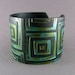 Silver Cuff Bracelet Polymer Clay Jewelry Verdigris Patina Turquoise Cuff Urban Industrial Wide Cuff Hand Stamped
