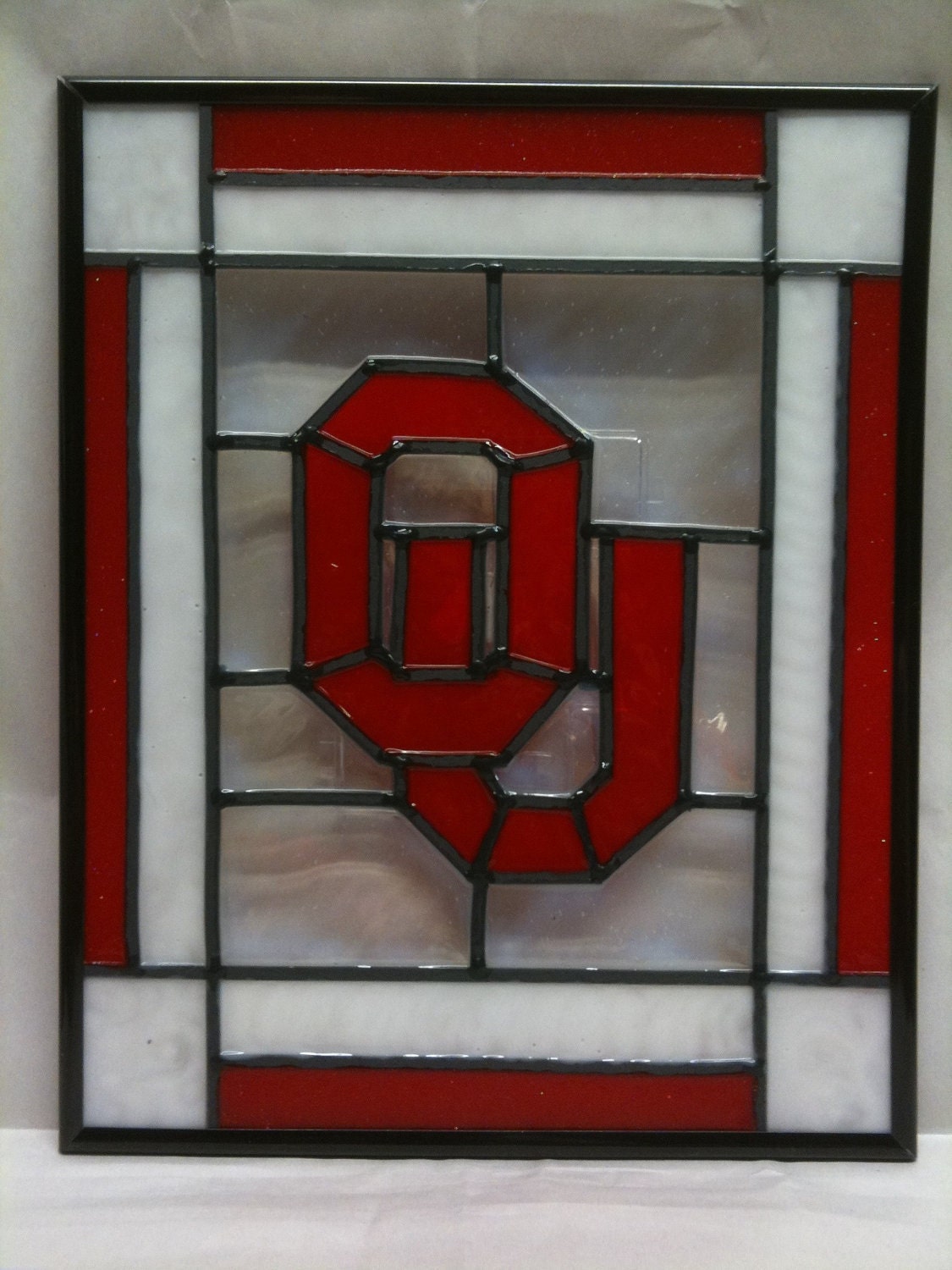 Stained Glass Oklahoma University Sooners OU by PeaceLuvGlass