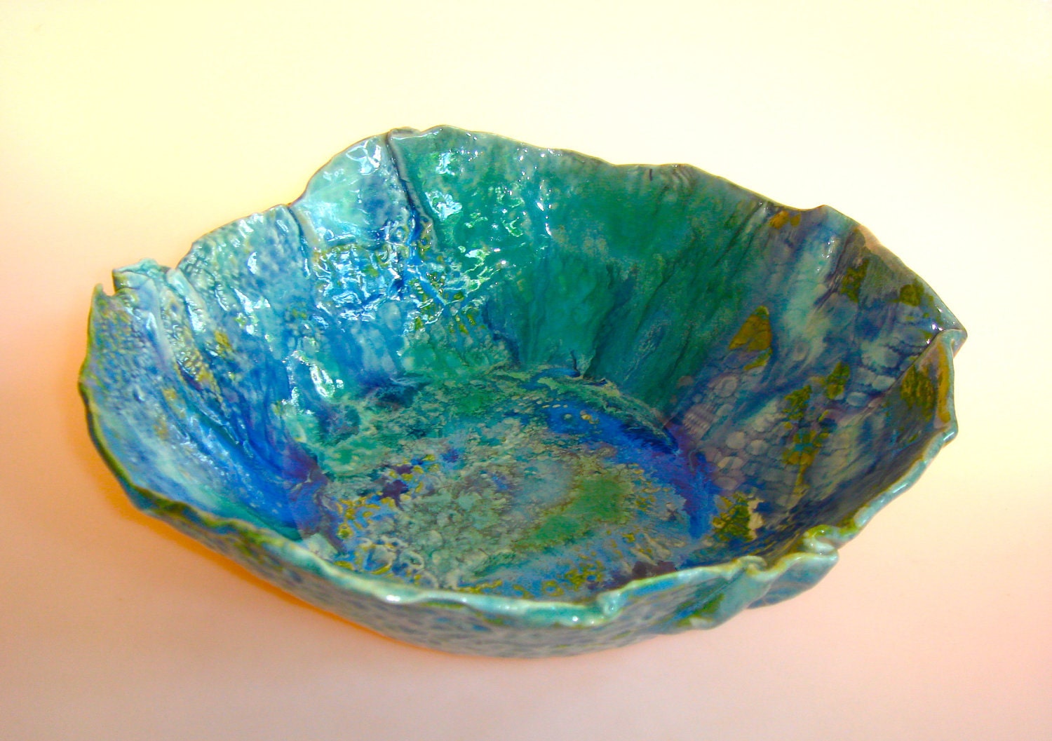 ceramic bowl, salad bowl, turquoise, aqua marine, sea inspired