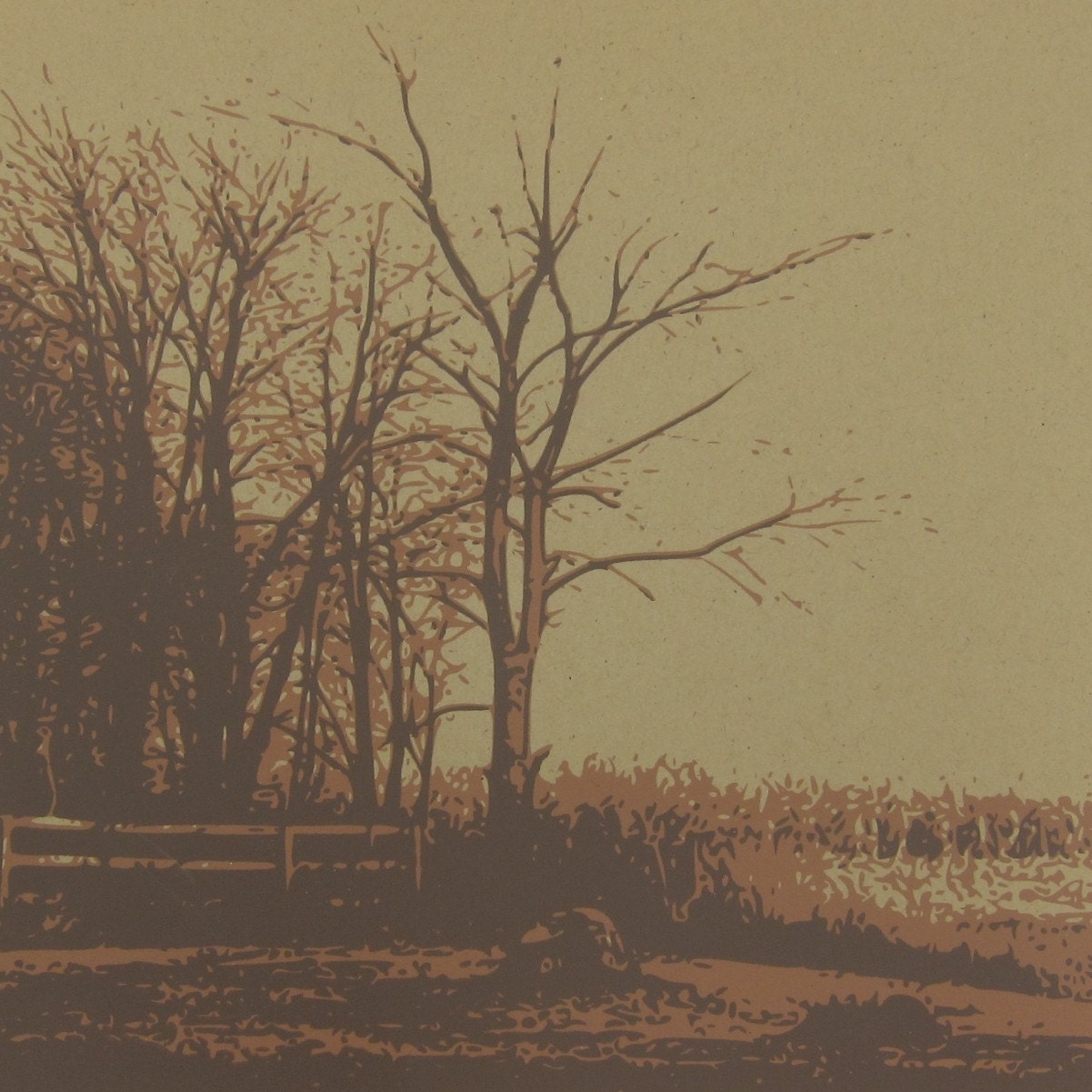 Fall Scene - hand screenprinted