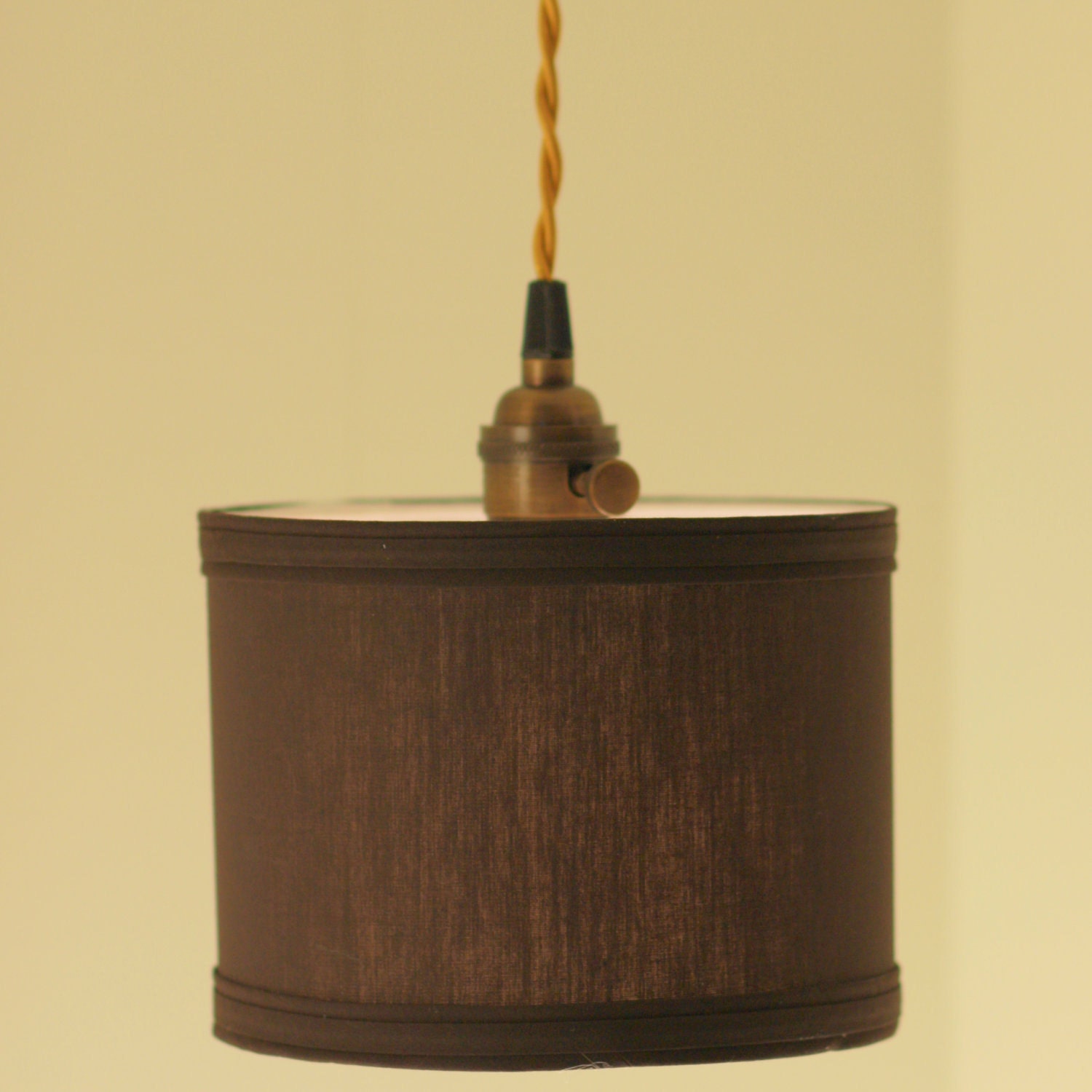 Modern Lighting With Chocolate Brown Fabric Drum Shade - Indulgence