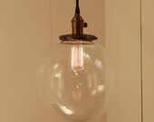 Pendant Lighting with X-tra Large 10" Glass Globe Shade and Exposed Socket