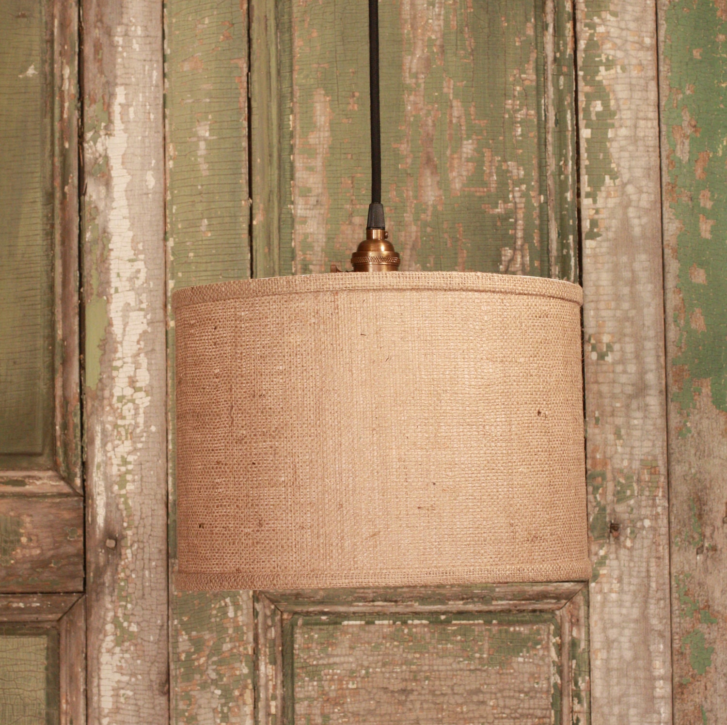 Burlap Drum Shade Lighting With 12" Diameter Warm Burlap Fabric Drum Shade