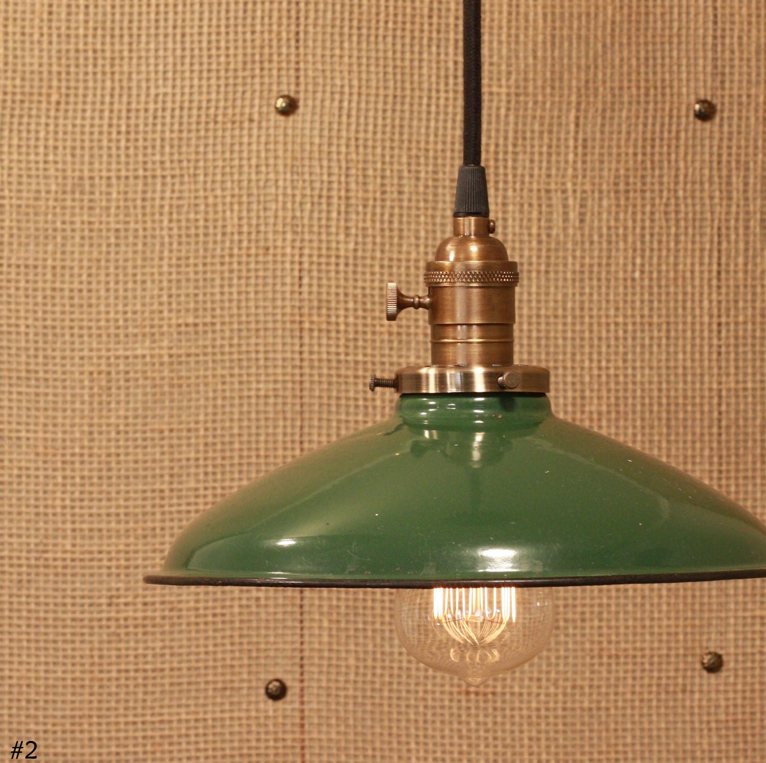 Industrial Lighting With Vintage Industrial Enamel Shade & Reproduction Wire