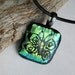 Butterfly Dichroic Glass Pendant Golden Bronze with Black Leather Necklace 0306201203