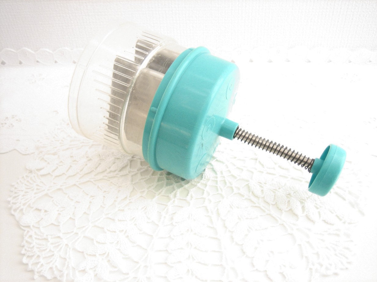 Vintage Popeil Chop-O-Matic Food Chopper No. 30, Aqua, Teal