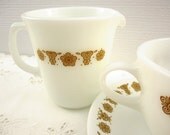 Vintage Corelle Livingware Butterfly Gold Dishes Milk Glass Pyrex Creamer 1970