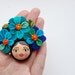 Felt flower girl brooch - blue