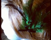 Green, Black, Feather, Hair, Clip, Set, Duo-Time to Go Green