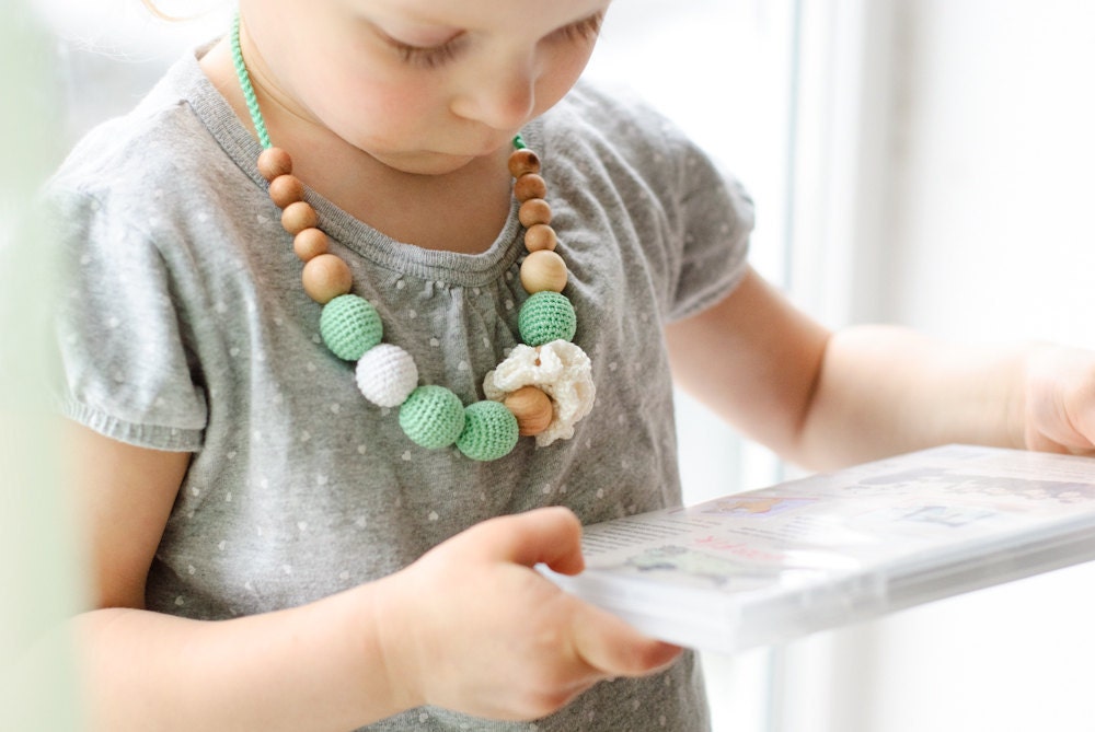Mint Girls Necklace - Kids Jewelry - totally natural and safe for toddlers through preteens - KangarooCare