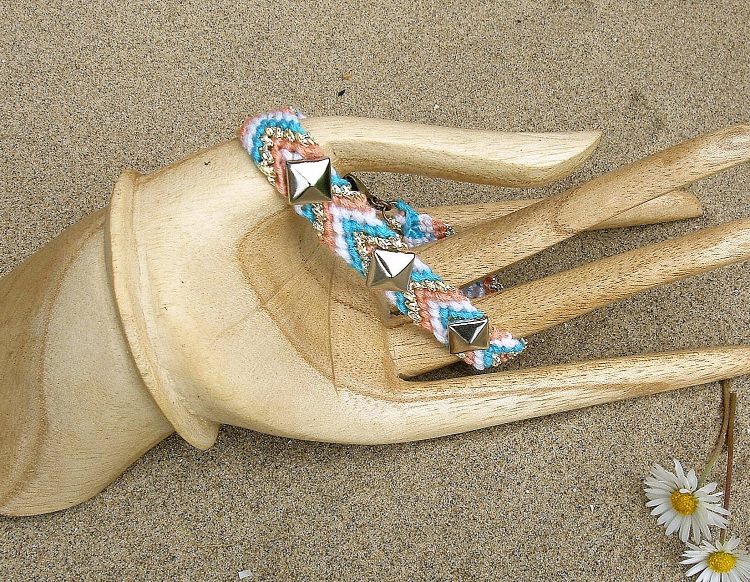 Studded friendship bracelet.