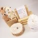 Baby's First Bath Gift Set / Organic Sensitive Baby Soap / Natural Oatmeal / 6 oz Soap, 4 oz Baby Butter, crochet washcloths, & Soap Dish