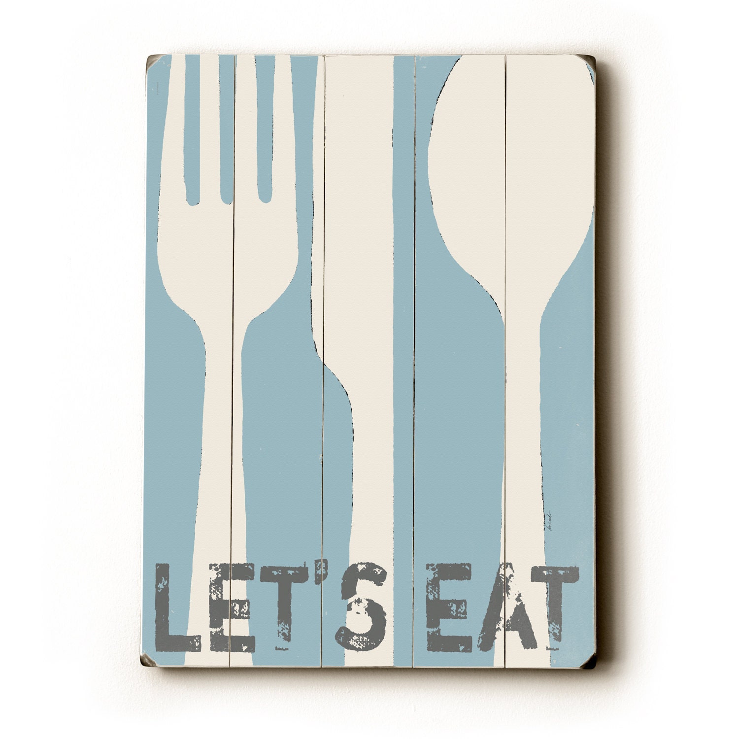 Lets Eat - light blue 18 x 24 wooden art sign