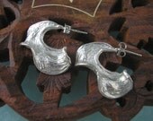 Textured Potpourri Hoop Silver Earrings