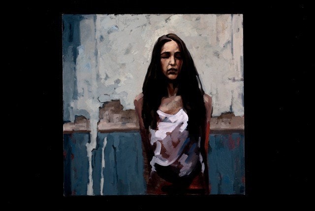 Oil painting portrait woman wallpaper industrial "Grace"