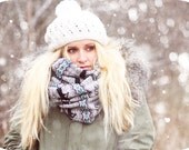 Chunky Infinity Scarf - Grey Nordic Deer Sweater Knit.  Eternity Scarf, Infinity Scarf, Loop Scarf, Winter Scarf, Tube Scarf, Hipster