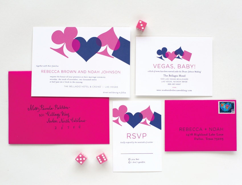 Vegas Wedding Invitation Sample - Chic Vegas Destination Wedding Invitation - Vegas Theme Wedding Invitations