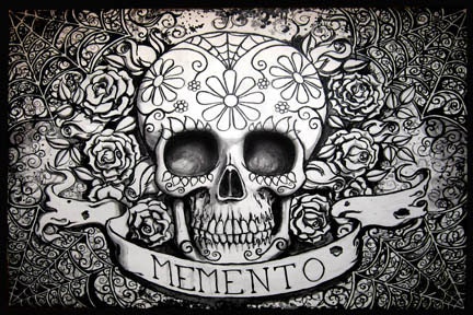 Day of the Dead painting 16x20 photo print "Memento" (prints start at 4 dollars)