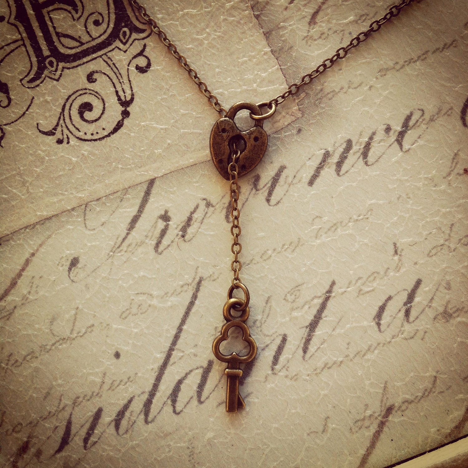 Key To My Heart Lariat Antique Bronze