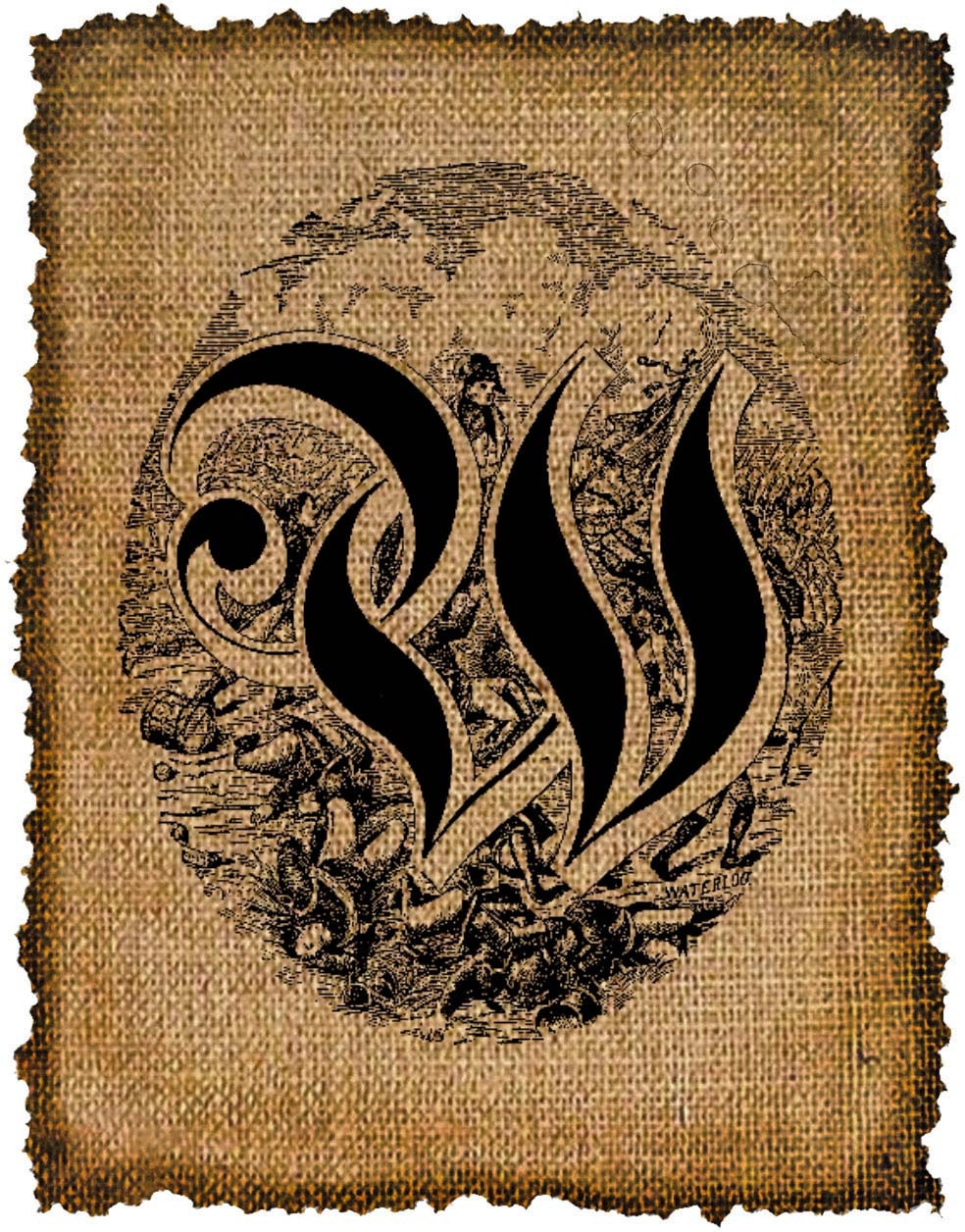 Vintage, Altered, Ephemera, Letter W Digital Image Transfer No.519