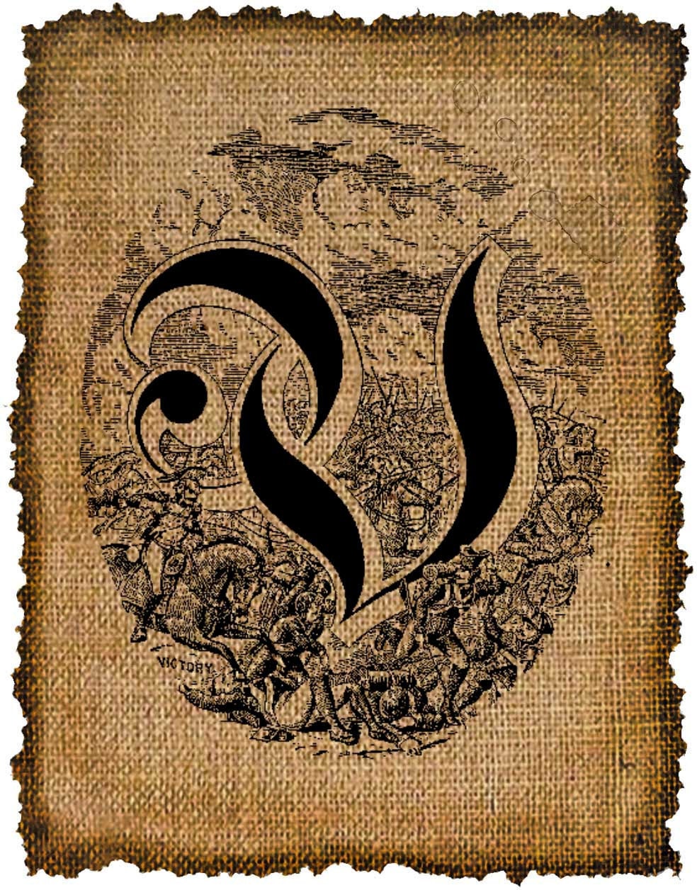Vintage, Altered, Ephemera, Letter V Digital Image Transfer No.518
