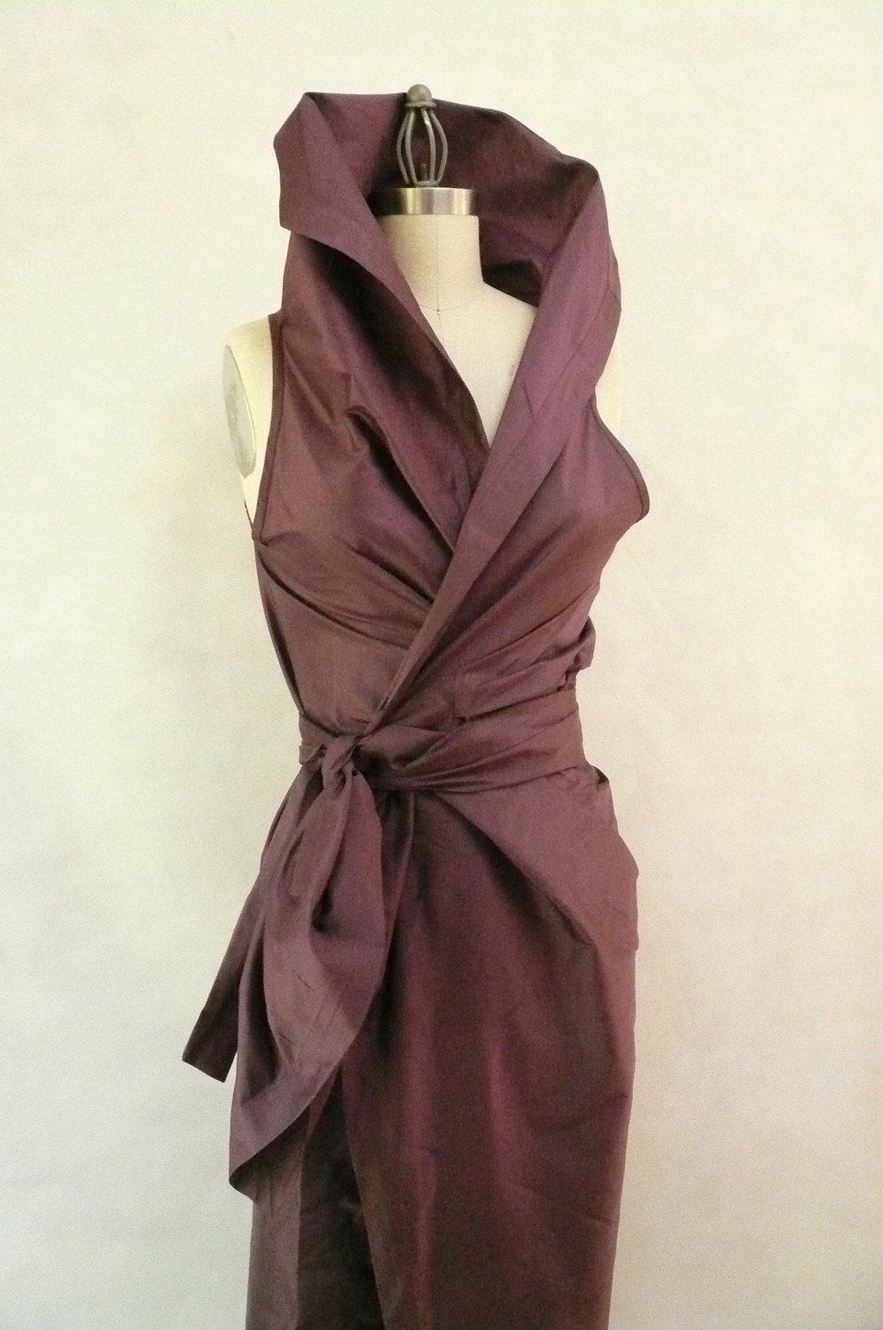 Special Order for Jennie - Maria Severyna in Dusty Mauve Color Dupioni Wrap Dress