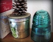 Vintage H.C. CO. Teal Green Glass Electrical Insulator, Paperweight, Vintage Decor, Candleholder
