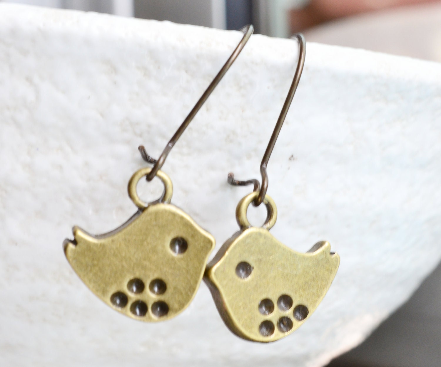 Bird Earrings. Brass Sparrow Earrings, Love Birds, Simple Jewelry Everyday Wear, Sparrow Earrings