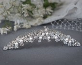 TIMOTHEA, Vintage Style Wedding Tiara, SWAROVSKI Crystal Rhinestone and Pearl Bridal Crown, White or Ivory Wedding Bridal Hair Accessory