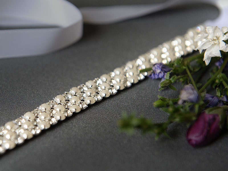 RUBY - Grecian Bridal Wedding Headband, Single Rhinestone and Pearl Silk Ribbon Bridal Headband, Vintage Inspired Wedding Hair Accessories