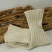 Vintage Socks Heather Wool Cream Beige Ribbed Pattern
