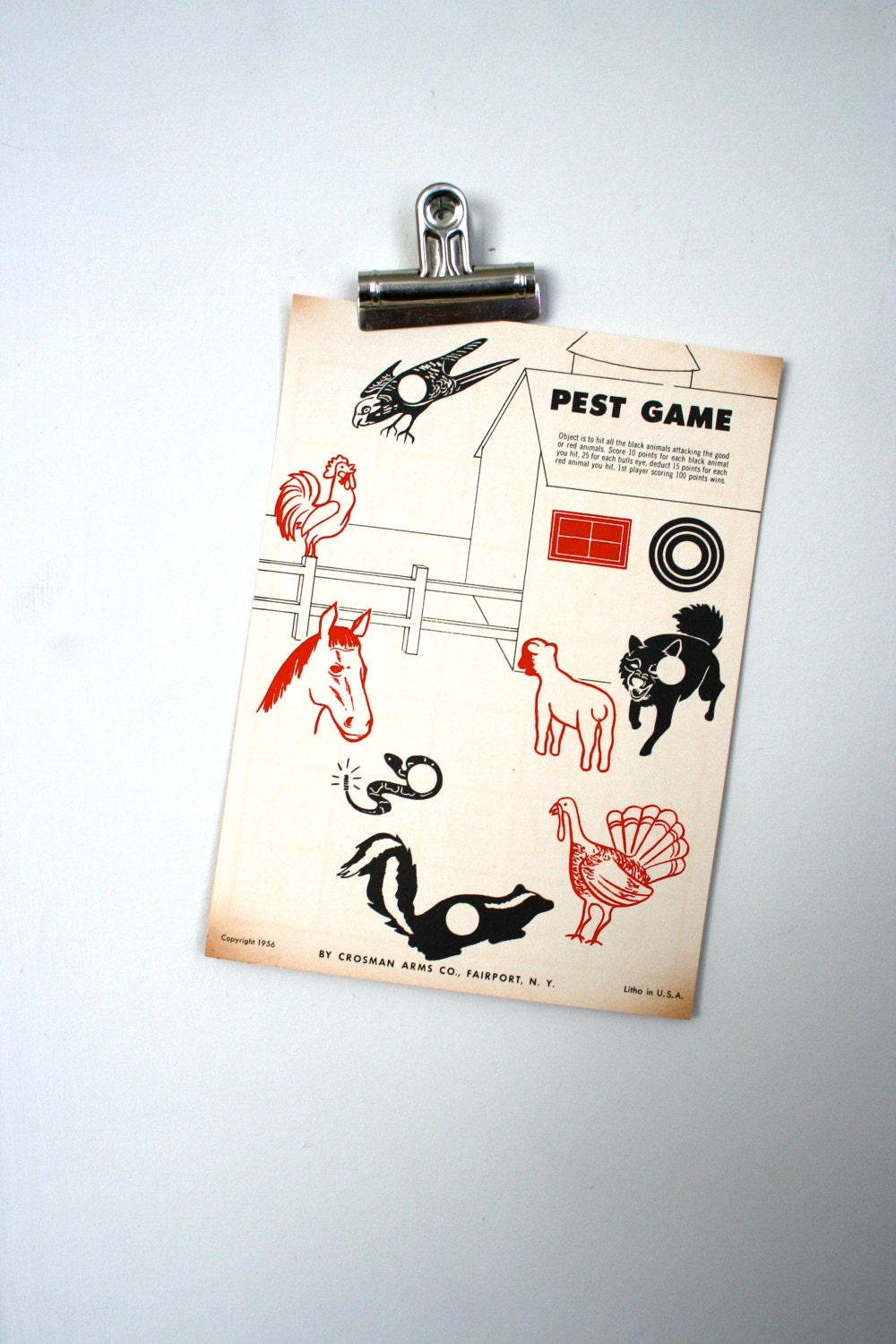 vintage paper shooting game targets: farm pest game