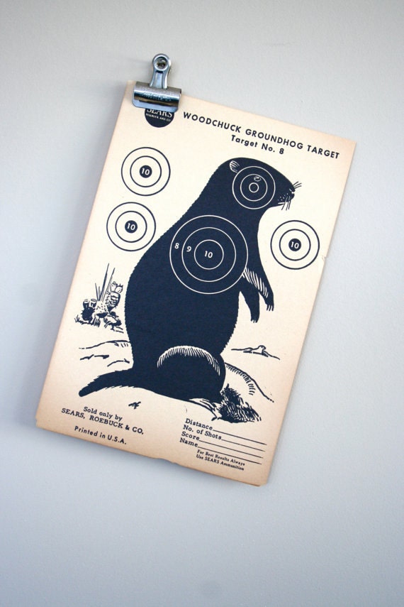 vintage paper shooting target: groundhog
