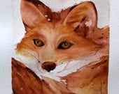 Red Fox Watercolor Painting Woodland Art Print