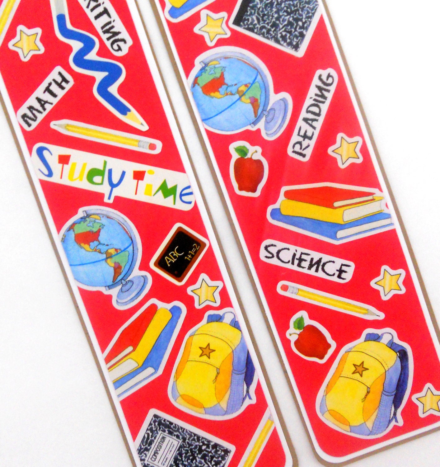 School  Bookmarks Set of 2- approx. 2 x 7 1/2 inches