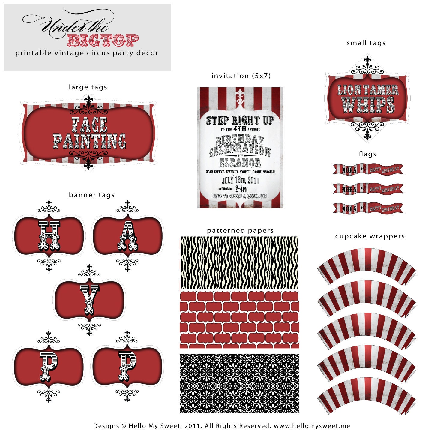 Vintage Circus Party - Printable Decorations Set