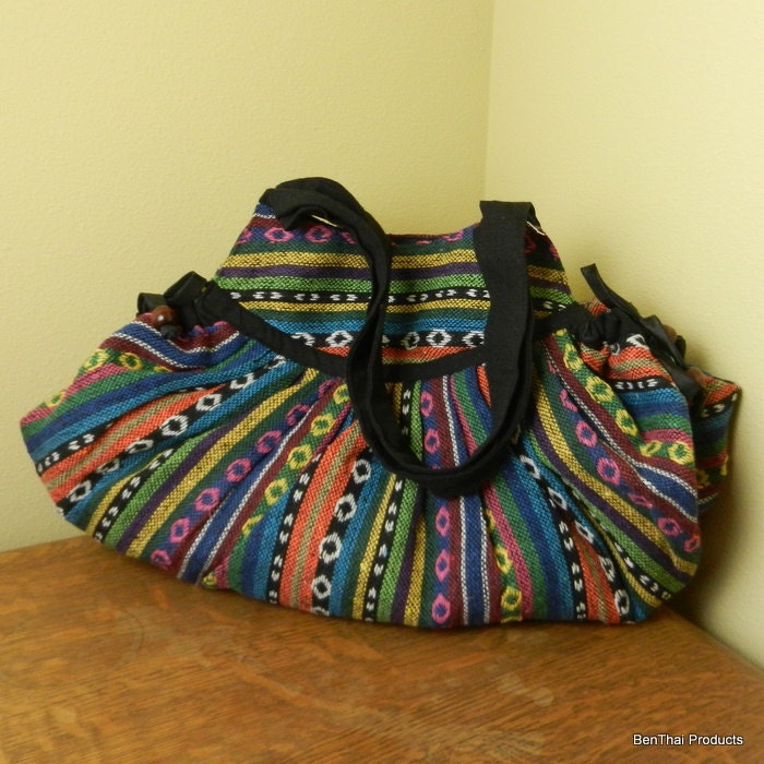 Hand Woven Cotton Shoulder Bag Purse Handbags Tribal Ethnic - IKAT 6