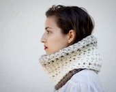 The Mod Cowl Hand Knit in Taupe, Oatmeal, and Fisherman Wool Blend - MADE TO ORDER