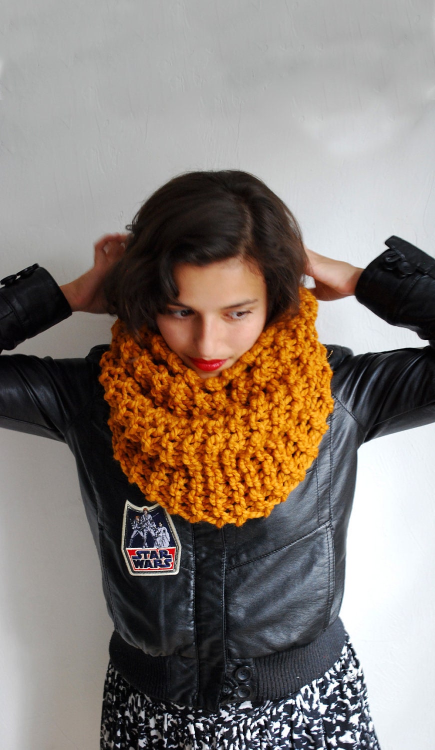 The Manhattan Cowl Hand Knit in Mustard Wool Blend - READY TO SHIP